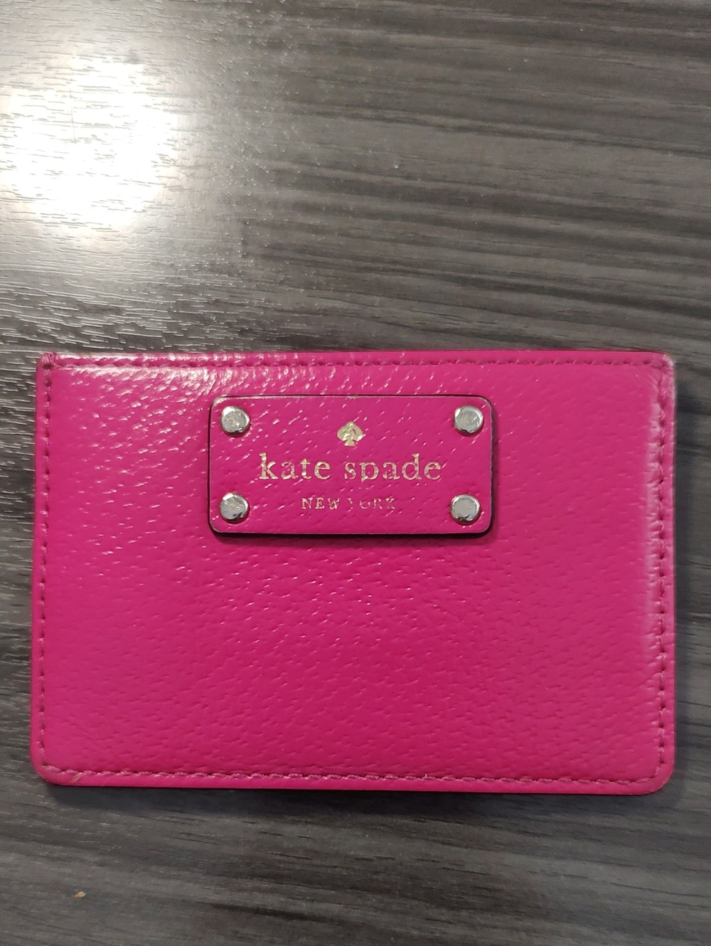 FIRST OFFER! kate spade Bright Pink Leather Card Case with Logo Plaque